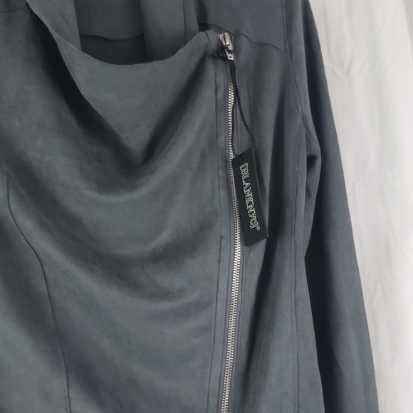 NWT Blank NYC Gray Faux Suede Drape Front Moto XS‎ - Picture 4 of 10